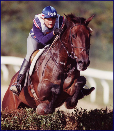 Phyllis Dawson and Albany II representing the United States in the Olympic Games in Seoul, Korea, 1988.